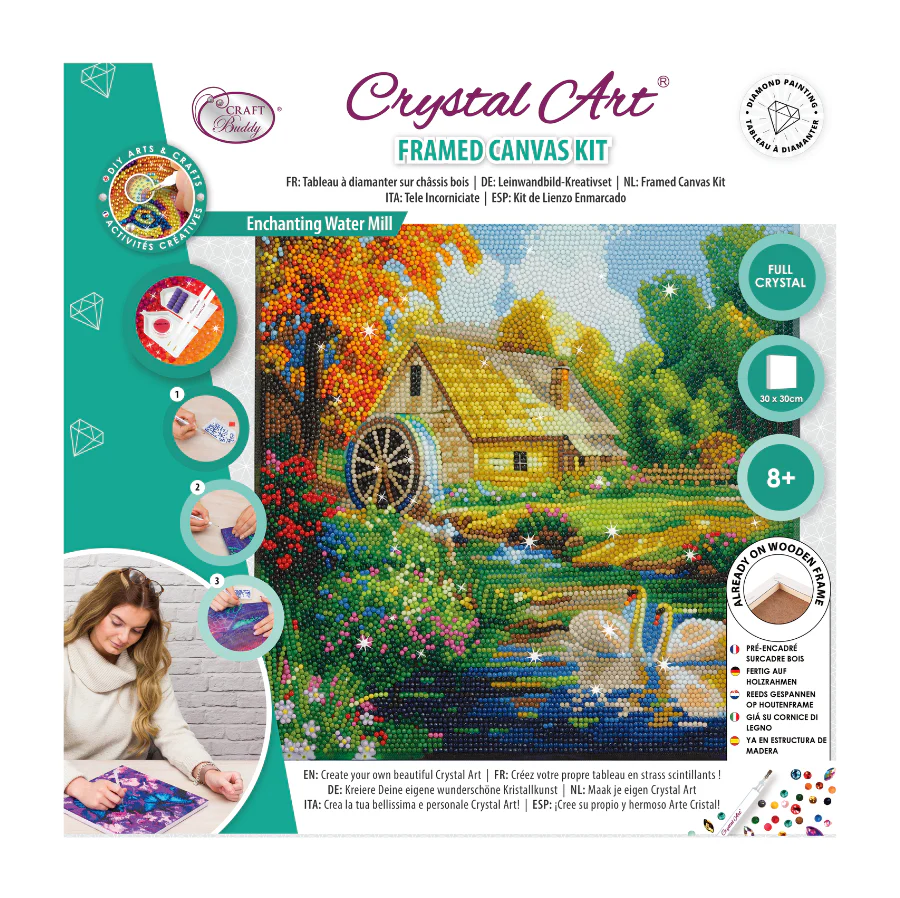 Enchanting Water Mill Crystal Art Canvas Kit packaging