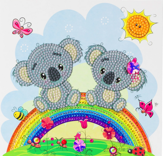 completed Craft Buddy Koala Rainbow Crystal Art Greetings Card