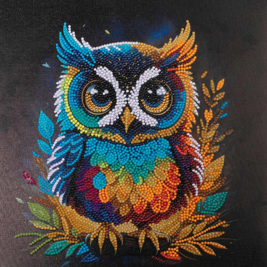 completed Craft Buddy Owl Crystal Art 30cm Canvas