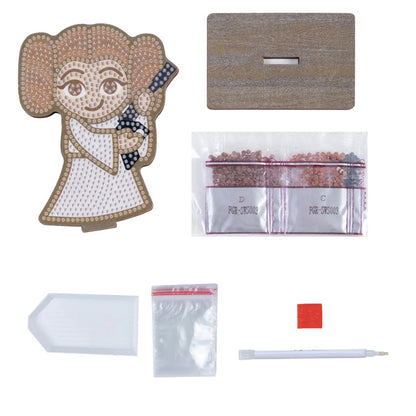 Princess Leia Crystal Art Buddy craft kit contents