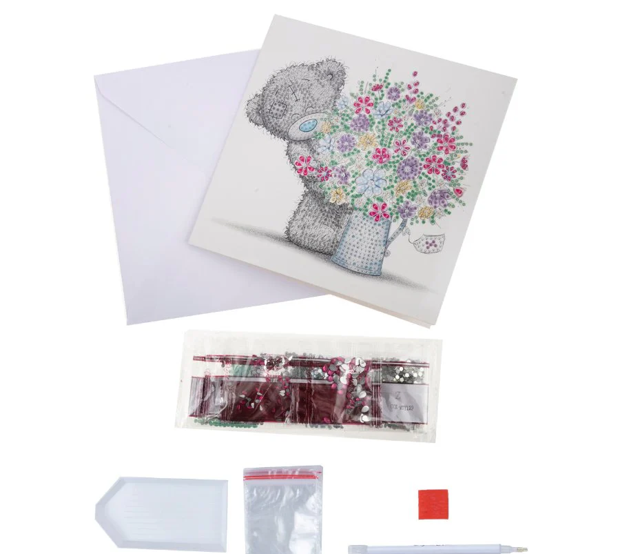 Someone Special Tatty Teddy Crystal Art Greetings Card kit contents